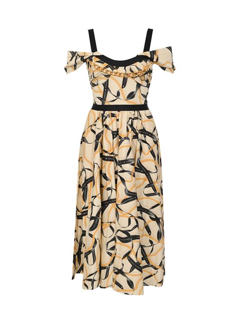 Abito midi in cotone stampato con catena Elisabetta Franchi | AB91061E2045